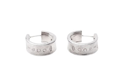 Lot 788 - Tiffany & Co Silver 1837 Hoop Pierced Earrings