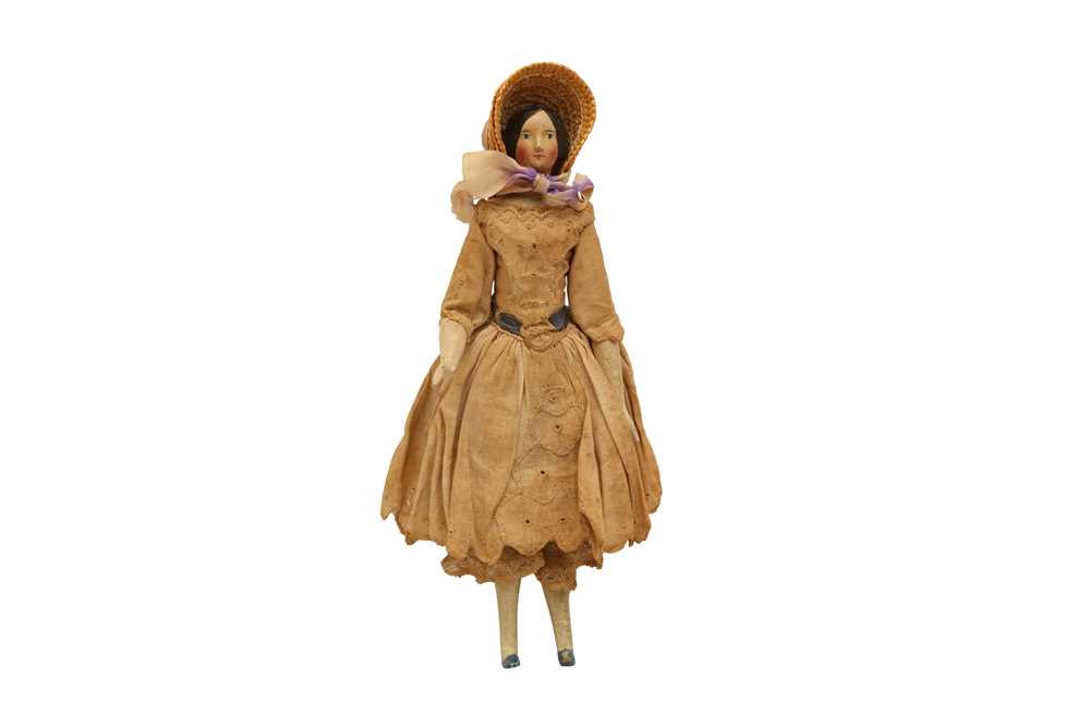 Lot 834 - DOLLS: A GERMAN PAPIER MACHE DOLL, circa 1840 - 1850