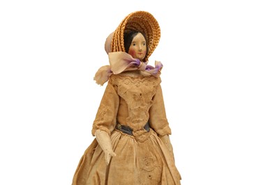 Lot 834 - DOLLS: A GERMAN PAPIER MACHE DOLL, circa 1840 - 1850