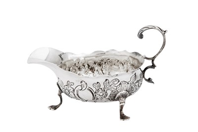 Lot 198 - A GEORGE III STERLING SILVER CREAM BOAT, LONDON 1763 BY IS AND AN (UNIDENTIFIED)
