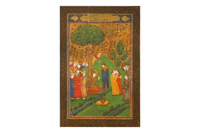 Lot 267 - A LOOSE ILLUSTRATED FOLIO OF YUSUF AND ZULEYKHA IN A GARDEN