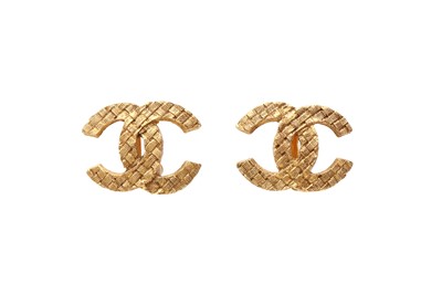 Lot 587 - Chanel Textured CC Clip On Earrings