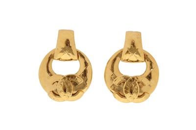 Lot 584 - Chanel CC Matelasse Open Circle Clip On Earrings