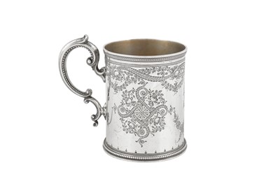 Lot 382 - A Victorian sterling silver christening mug, London 1869 by messrs Barnard