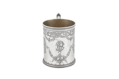 Lot 382 - A Victorian sterling silver christening mug, London 1869 by messrs Barnard