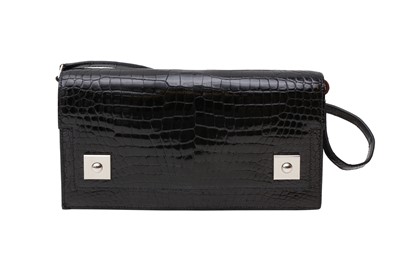 Lot 838 - λ Hermes Shiny Black Porosus Crocodile Piano Duo Bag