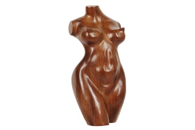 Lot 431 - A MODERN CARVED HARDWOOD SCULPTURE OF A FEMALE NUDE TORSO