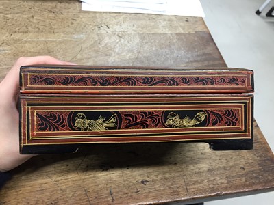 Lot 383 - A BURMESE RED AND BLACK LACQUER 'TIGER' BOX