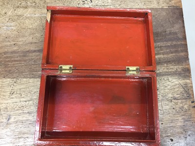 Lot 383 - A BURMESE RED AND BLACK LACQUER 'TIGER' BOX