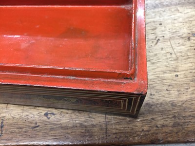 Lot 383 - A BURMESE RED AND BLACK LACQUER 'TIGER' BOX