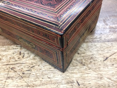 Lot 383 - A BURMESE RED AND BLACK LACQUER 'TIGER' BOX