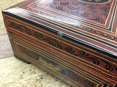 Lot 383 - A BURMESE RED AND BLACK LACQUER 'TIGER' BOX