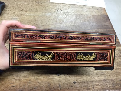 Lot 383 - A BURMESE RED AND BLACK LACQUER 'TIGER' BOX