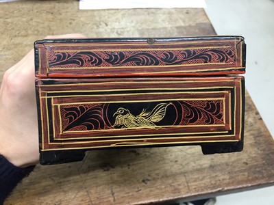 Lot 383 - A BURMESE RED AND BLACK LACQUER 'TIGER' BOX