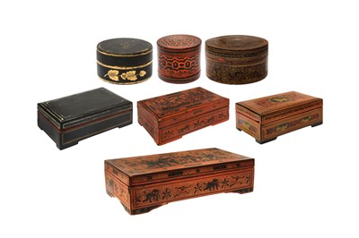 Lot 697 - A GROUP OF BURMESE LACQUER BOXES