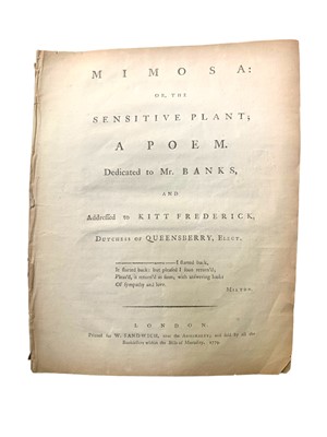 Lot 172 - Banks. [Perry]. Mimosa, A Poem, first ed. 1779