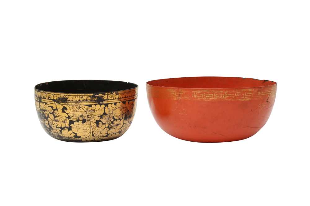 Lot 370 - TWO BURMESE LACQUER BOWLS