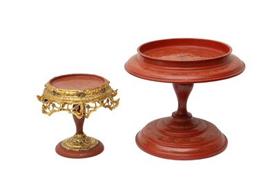 Lot 379 - TWO BURMESE LACQUER STANDS