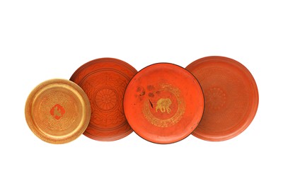 Lot 371 - A GROUP OF FOUR BURMESE LACQUER DISHES