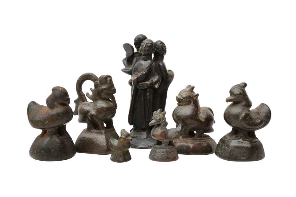 Lot 378 - A GROUP OF SEVEN BURMESE BRONZE WEIGHTS