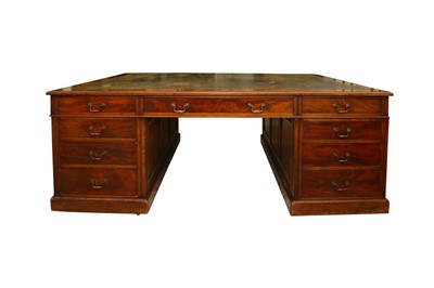 Lot 187 - A VICTORIAN FLAME MAHOGANY PARTNERS DESK