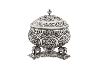Lot 134 - A late 19th century Anglo – Indian unmarked silver covered bowl, Cutch circa 1880