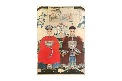 Lot 5 - A CHINESE DOUBLE ANCESTRAL PORTRAIT