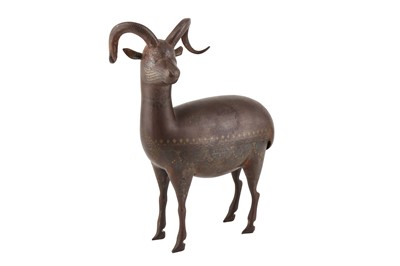 Lot 180 - A QAJAR SILVER AND GOLD-DAMASCENED STEEL MOUFLON