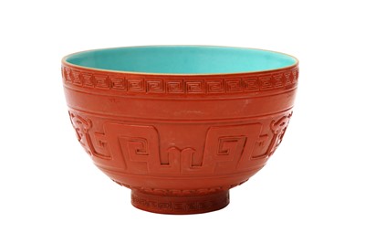 Lot 972 - A CHINESE RED-GLAZED 'ARCHAISTIC' BOWL