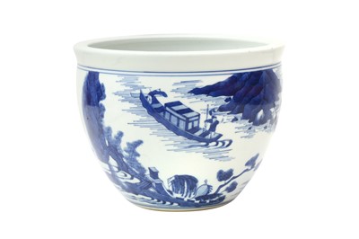 Lot 991 - A CHINESE BLUE AND WHITE 'FIGURAL' JARDINIERE