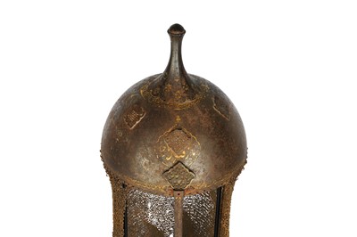 Lot 184 - A SAFAVID GOLD-DAMASCENED STEEL HELMET (KHULA KHUD)