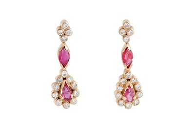 Lot 52 - A PAIR OF RUBY AND DIAMOND EARRINGS