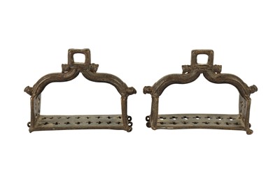 Lot 290 - A PAIR OF CAST BRONZE HORSE STIRRUPS