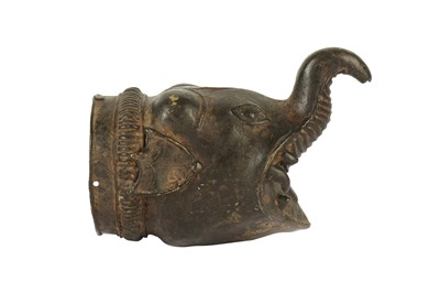 Lot 298 - AN INDIAN BRONZE ELEPHANT HEAD-SHAPED PALANQUIN FINIAL (PALKI)