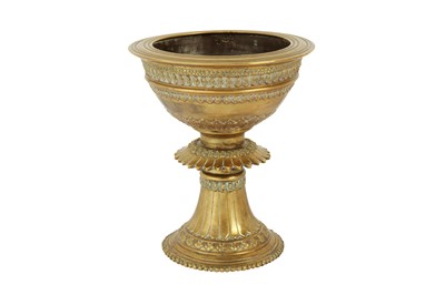 Lot 285 - A LARGE INDIAN BRASS CHALICE-SHAPED INCENSE BURNER