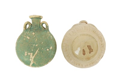 Lot 314 - TWO SELJUK POTTERY PILGRIM FLASKS