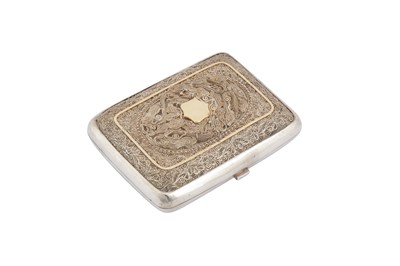 Lot 170 - A late 19th century / early 20th century Chinese Export parcel gilt silver cigarette case, Canton circa 1900, mark of SH (unidentified retailer)