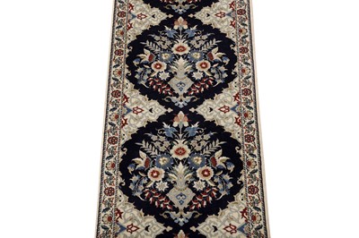 Lot 86 - A VERY FINE PART SILK SIGNED NAIN RUNNER, CENTRAL PERSIA