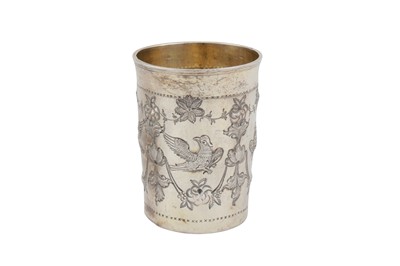 Lot 246 - An Alexander I early 19th century Russian 84 zolotnik silver beaker, Moscow 1807 by CH (unidentified)