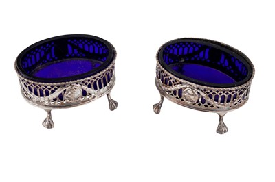 Lot 1199 - A PAIR OF GEORGE III STERLING SILVER SALTS, LONDON 1776 BY WILLIAM ABDY