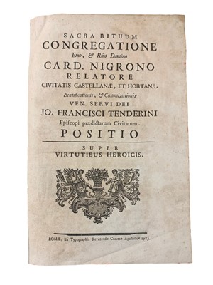 Lot 22 - Theology.- Tenderini (Francesco)