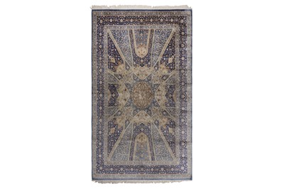 Lot 83 - AN EXTREMELY FINE SIGNED SILK QUM CARPET, CENTRAL PERSIA