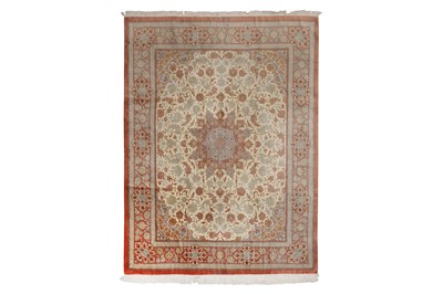 Lot 61 - AN EXTREMELY FINE SIGNED SILK QUM CARPET, CENTRAL PERSIA