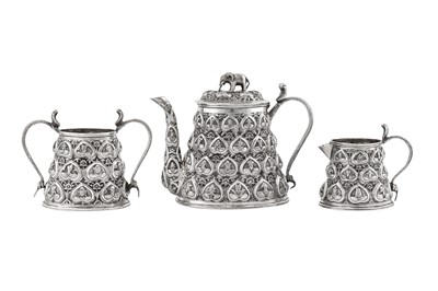 Lot 128 - A very rare late 19th century Anglo – Indian silver three-piece tea service, Lucknow circa 1890