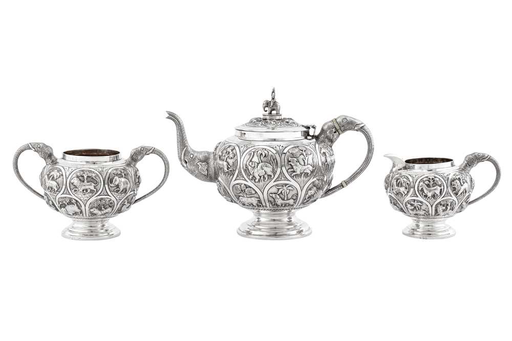 Lot 171 - An early 20th century Anglo – Indian unmarked silver tea service, Bombay circa 1910