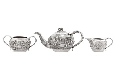 Lot 68 - A late 19th / early 20th century Anglo – Indian unmarked silver bachelor tea service, Calcutta circa 1900