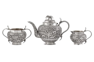 Lot 126 - A late 19th / early 20th century Anglo – Indian unmarked silver three-piece tea service, Lucknow circa 1900