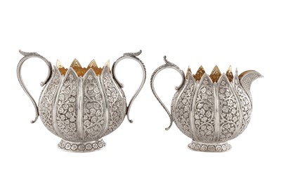 Lot 148 - A late 19th century Anglo – Indian unmarked silver strawberry set, Kashmir circa 1890