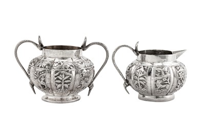 Lot 101 - An early 20th century Anglo – Indian unmarked silver twin handled sugar bowl, Lucknow circa 1910