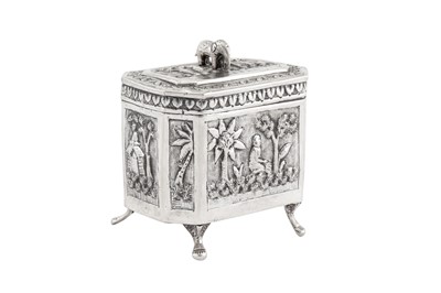 Lot 52 - An early 20th century Anglo – Indian unmarked silver tea caddy, South India circa 1910